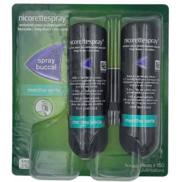 Nicorette Nicorettespray Spray Buccal 1mg/Dose Menthe Verte - 2 Sprays 13.2ml