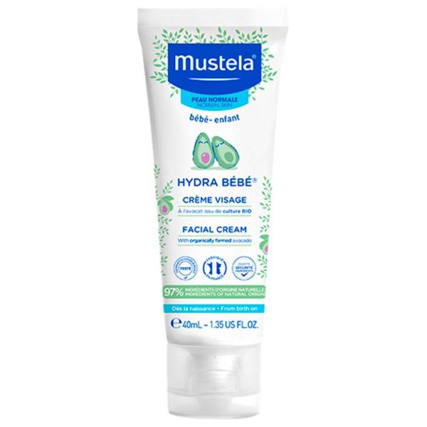 Mustela Hydra Bébé Crème Visage - 40 ml - Hydratation quotidienne pour peaux normales