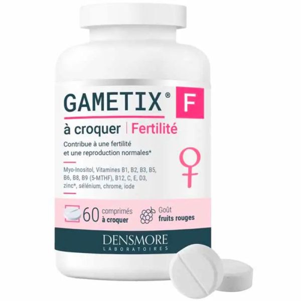Densmore Gametix F Fertilité Femmes - 60 comprimés à croquer - Soutien fertilité et équilibre hormonal