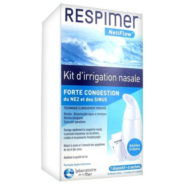 Respimer Netiflow Kit d'Irrigation Nasale - 1 Dispositif + 6 Sachets