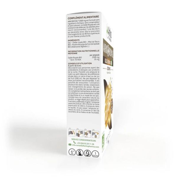 Arkopharma Arkoroyal Trésor de la Ruche Gelée Royale 2500mg Bio 20 ampoules