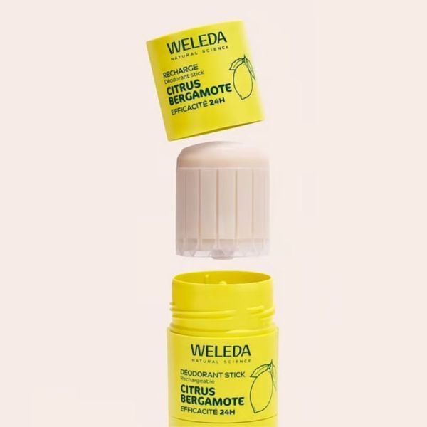 Weleda Recharge Déodorant Stick Citrus Bergamote - Prolonge l'efficacité 24h et réduit les déchets plastiques