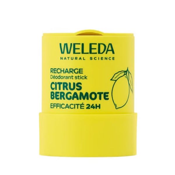 Weleda Recharge Déodorant Stick Citrus Bergamote - Prolonge l'efficacité 24h et réduit les déchets plastiques
