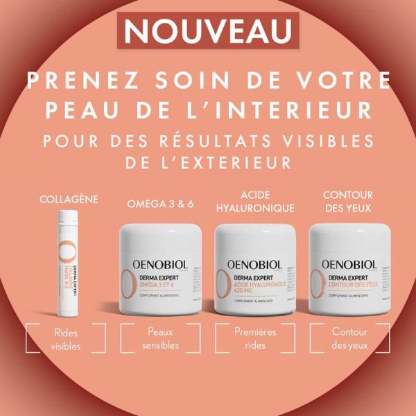 Oenobiol Derma Expert Acide Hyaluronique 420mg - 60 gélules - Action Anti-Âge Contre les Rides
