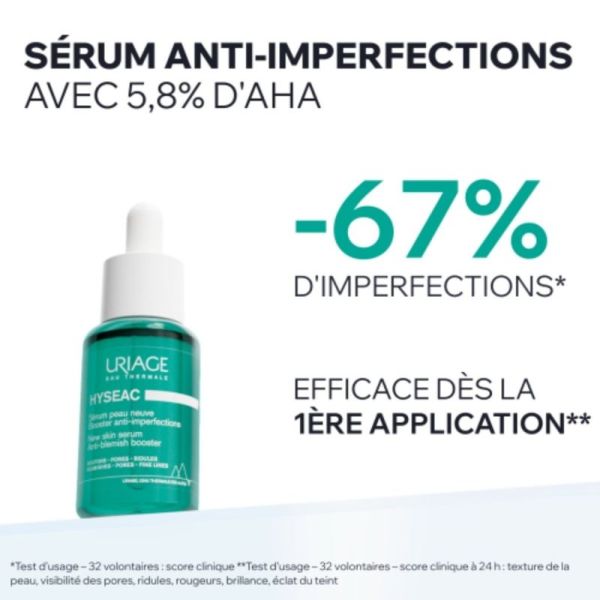Uriage Hyséac Sérum Peau Neuve Booster Anti-Imperfections 30 ml - Lisse, affine et resserre les pores