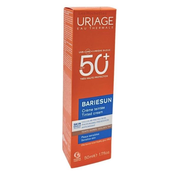 Uriage Bariésun Crème Solaire Teintée SPF 50+ 50ml – Teinte Dorée – Teint unifié et haute protection