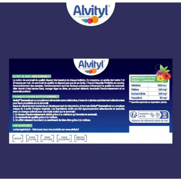 Alvityl Sommeil - 30 Comprimés - Endormissement, sommeil de qualité, relaxation