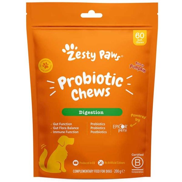 Zesty Paws Probiotic Chews Digestion - 60 friandises - Soutien urinaire pour chiens