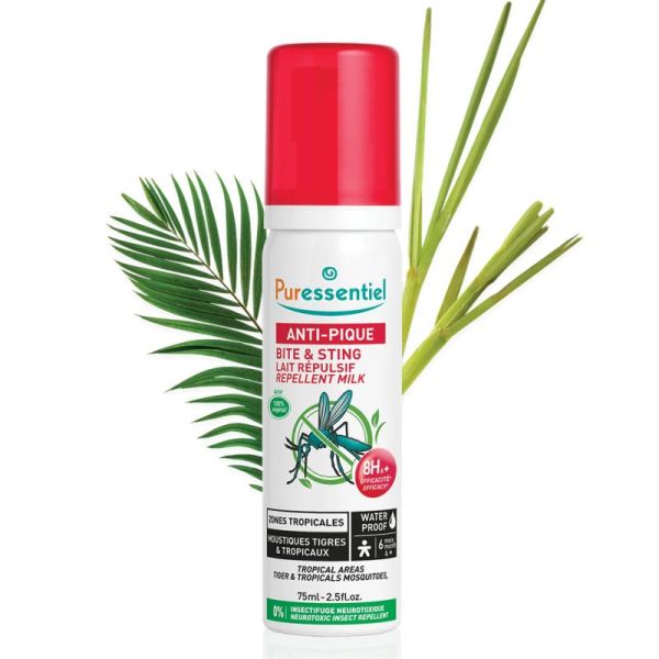 Puressentiel Anti-Pique Lait Répulsif Zones Tropicales 75 ml – Haute protection waterproof anti-moustiques