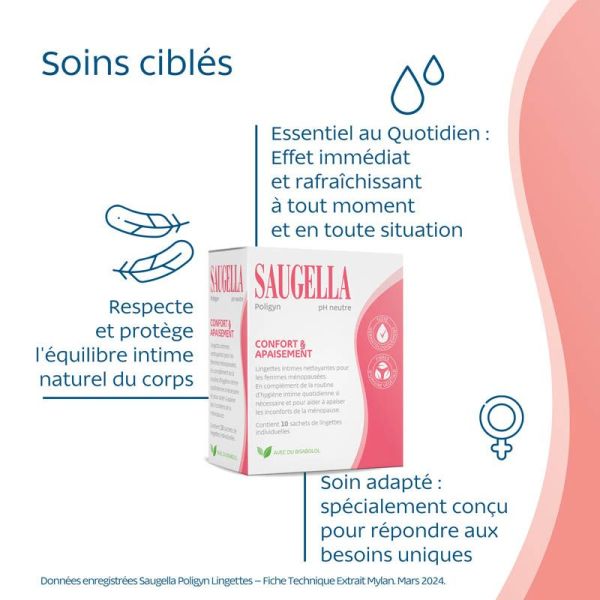 Saugella Poligyn Lingettes Boite de 10
