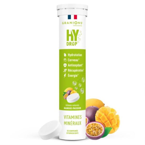 Granions Hydrop Électrolytes Mangue Passion 20 Comprimés Effervescents – Hydratation et énergie