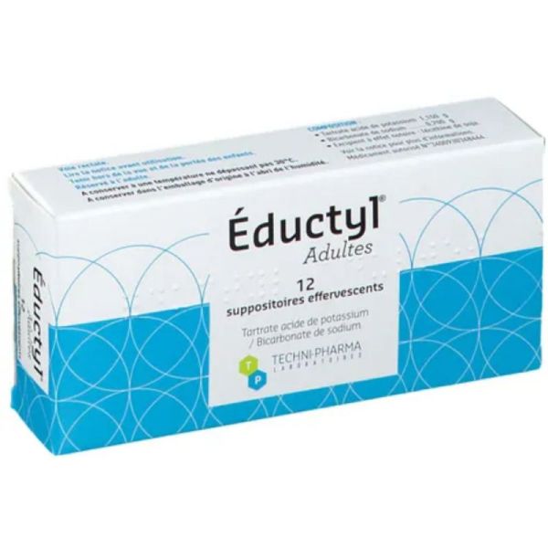 Eductyl suppositoires adultes 12 suppositoires effervescents