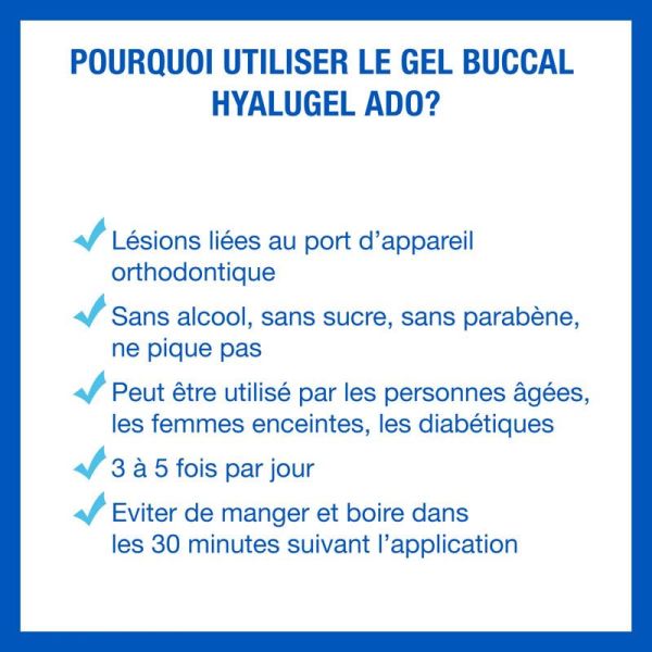Hyalugel Gel Buccal Ado - 20ml - Soulage les aphtes et irritations liées à l’orthodontie