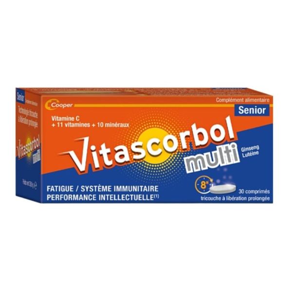 Vitascorbol Multi Sénior - 30 comprimés - Vitalité, mémoire et immunité au quotidien