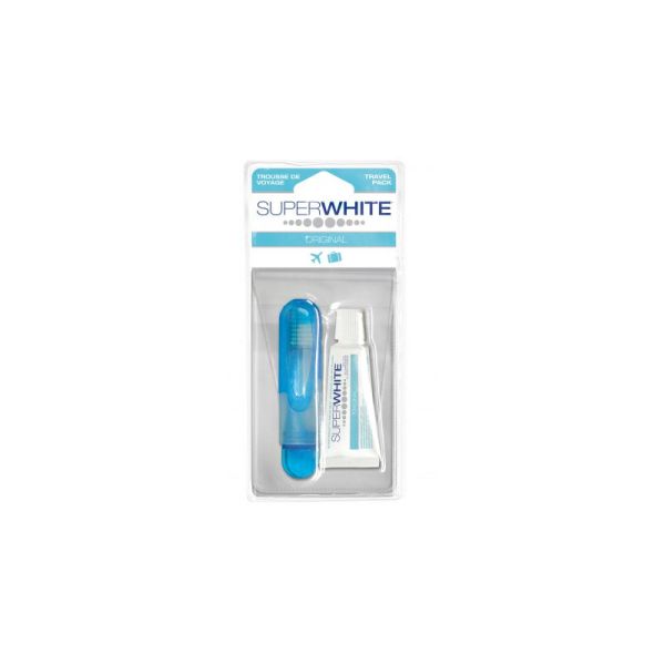 Biosynex SuperWhite Trousse de Voyage - Brosse à dent + Dentifrice Blancheur