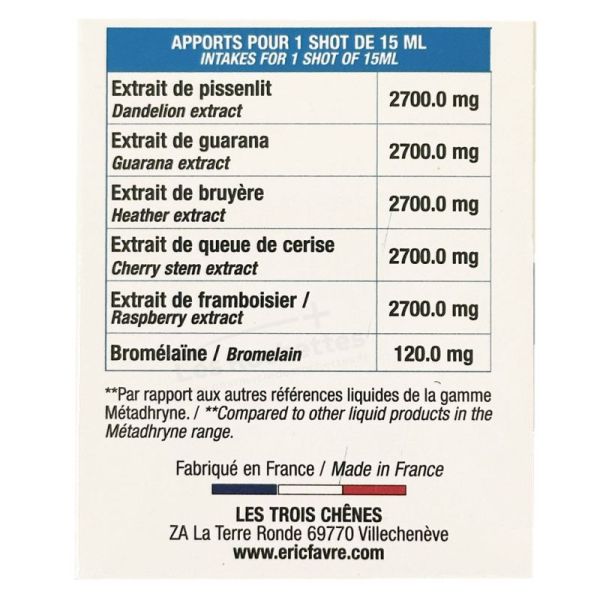 Eric Favre Metadhryne 8 Shots Total Detox - Saveur Cerise - Brule-graisse, réduit les capitons, favorise la perte de poids