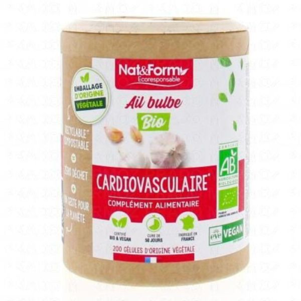 Nat&Form Écoresponsable Ail Bulbe Bio Cardiovasculaire - 200 Gélules