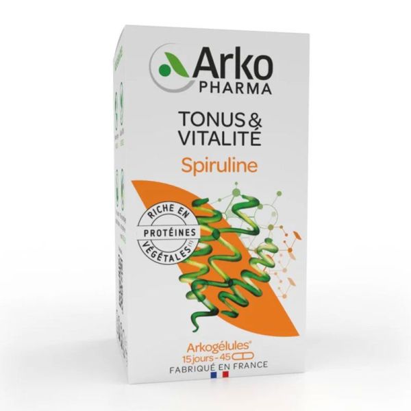Arkopharma Arkogélules Spiruline Bio - 45 gélules - Tonus et vitalité en cas de fatigue