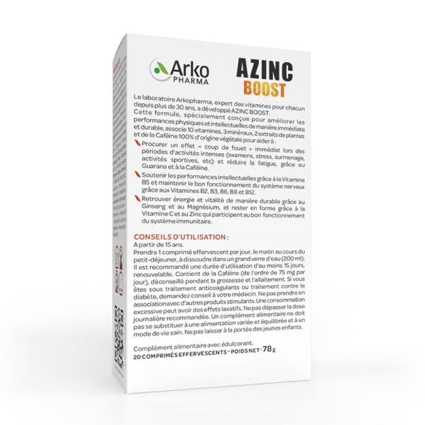 Arkopharma Azinc Boost 20 comprimés effervescents