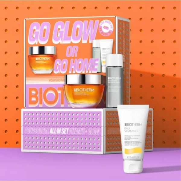 Biotherm Coffret Go Glow or Glow Home Aquasource+ Vitamin Glow Gel Routine - Eclat naturel et hydratation intense