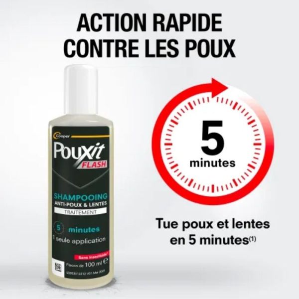 Pouxit Flash Shampooing anti-poux 2-en-1 Offre spéciale 2x100 ml - Traite et lave en seulement 5 minutes