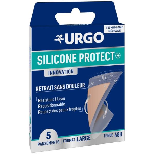 Urgo Silicone Protect + -  8 Pansements prédécoupés format large - Tenue 48h