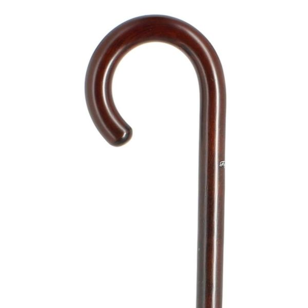 Cannes Fayet Canne de Marche Courbe En Hêtre Teinté Marron