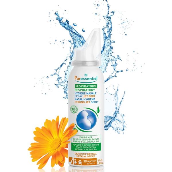 Puressentiel Hygiène Nasale Spray Jet Fort au Calendula Bio 100 ml – Nettoie en profondeur et apaise les fosses nasales