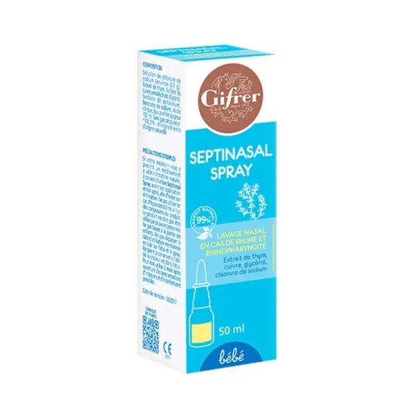 Gifrer Bébé Septinasal Spray - Lavage nasal en cas de rhume et rhinopharyngite -50ml