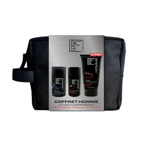 Bcombio Coffret Homme Le Trio Indispensable 3 produits et sa Trousse - Nettoie, hydrate et protège la peau