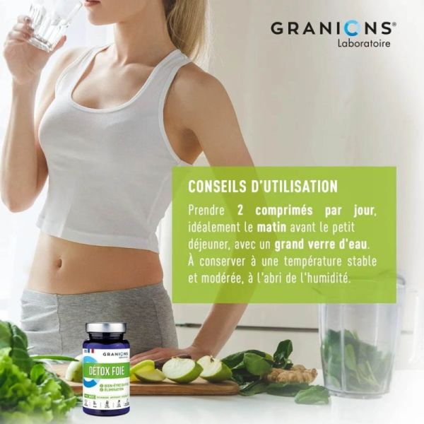 Granions Detox Foie 60 Comprimés - Bien-être du foie, detox, digestion stimulée