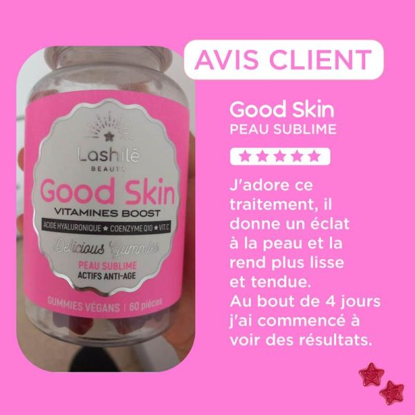 Lashilé Beauty Good Skin Vitamines Boost Peau Sublime - Effet Anti-Âge - 60 Gummies