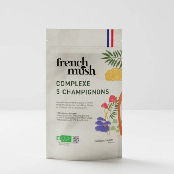 French Mush Complexe 5 Champignons 168 gélules - Immunité, digestion, concentration et vitalité