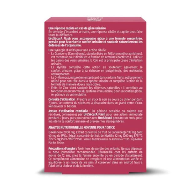 PhytoResearch UroSécurA Flash 7 sticks - Action rapide pour le confort urinaire en période sensible