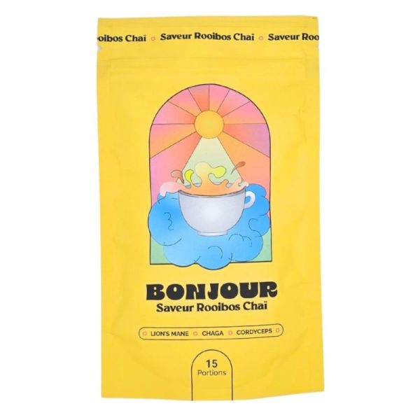 Bonjour Saveur Rooibos Chaï 15 portions - Complément alimentaire à base de lion's mane, chaga et cordyceps