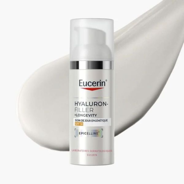 Eucerin Hyaluron-Filler + Longevity Soin de Jour Epigénétique SPF 30 50 ml - Hydratation profonde et réduction des signes de l'âge