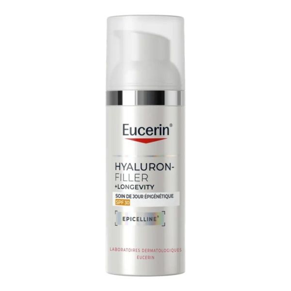 Eucerin Hyaluron-Filler + Longevity Soin de Jour Epigénétique SPF 30 50 ml - Hydratation profonde et réduction des signes de l'âge