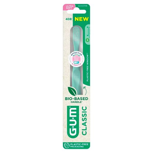 Gum Classic 408 Brosse à Dents Biosourcée - 1 pièce - Souple - Coloris Aléatoire