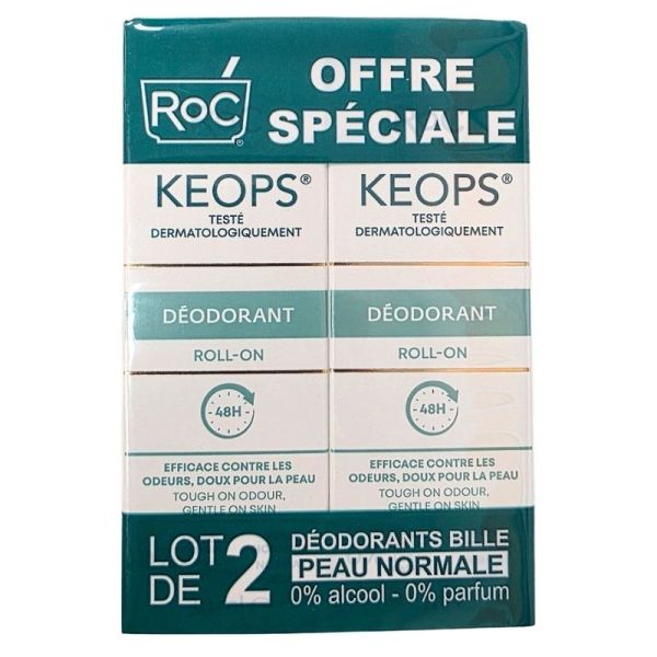 RoC Keops Déodorant Roll On 48h Lot de 2 x 30ml