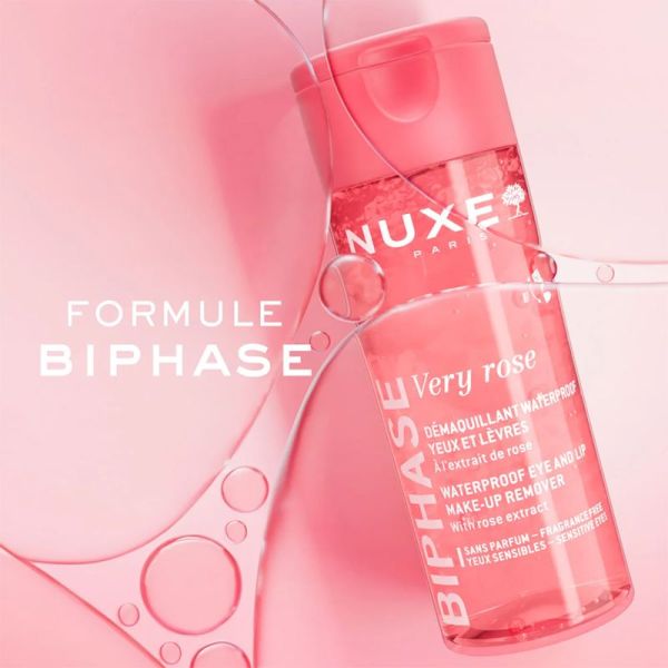 Nuxe Very Rose Biphasé Démaquillant Waterproof - 100 ml - Élimine le maquillage tenace en douceur