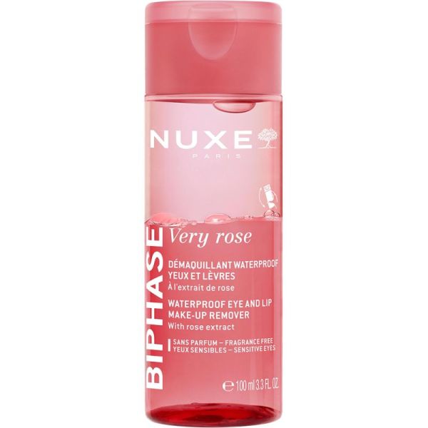 Nuxe Very Rose Biphasé Démaquillant Waterproof - 100 ml - Élimine le maquillage tenace en douceur