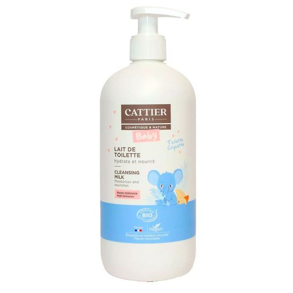 Cattier Bébé Lait De Toilette Bio - Nettoie, Hydrate et Nourrit la Peau des Bébés - 500ml