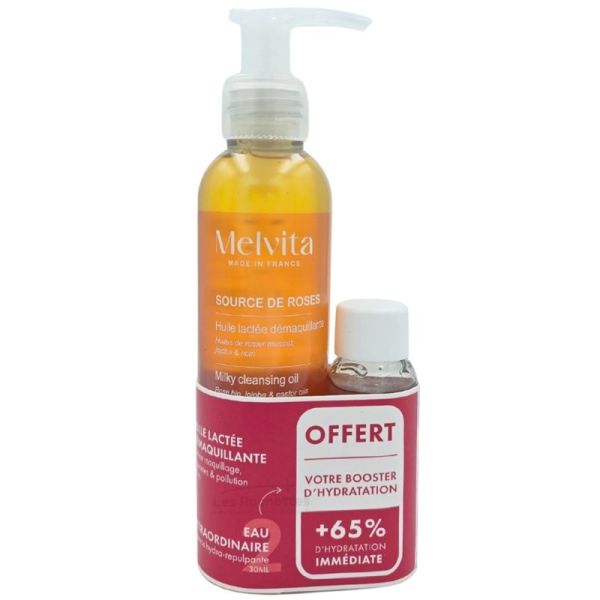 Melvita Source de Roses Huile Lactée Démaquillante 145ml + Eau Extraordinaire Essence Hydra-Repulpante 30 ml OFEFRTE