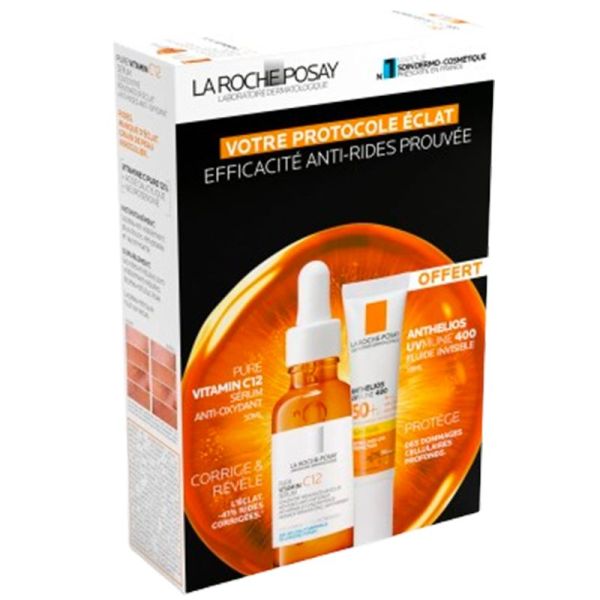La Roche-Posay Pure Vitamin C12 Coffret Sérum Eclat Anti-Rides 30ml + Anthelios UVMUNE 400 SPF50+ 15ml OFFERT