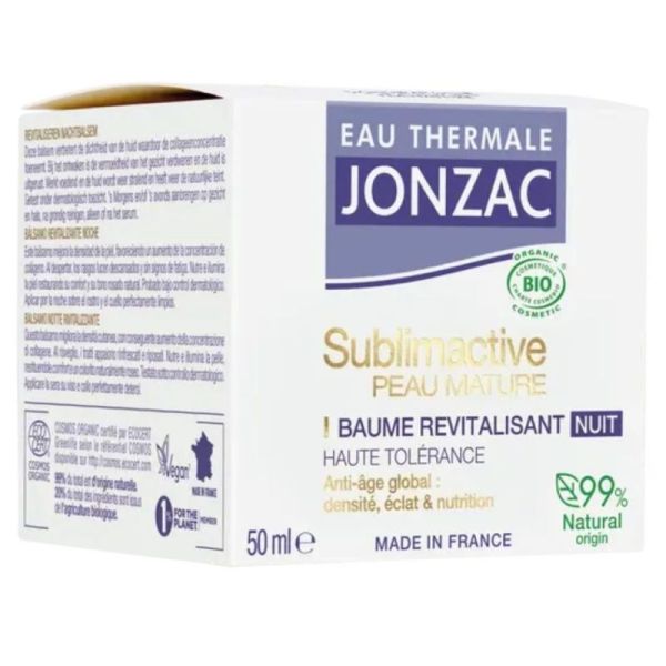 Jonzac Baume revitalisant nuit bio Pot 50 ml - Revitalisation et fermeté des peaux matures