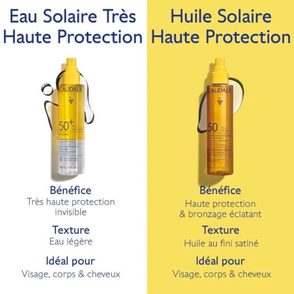 Caudalie Eau Solaire SPF50+ 150 ml - Protection invisible visage, corps et cheveux