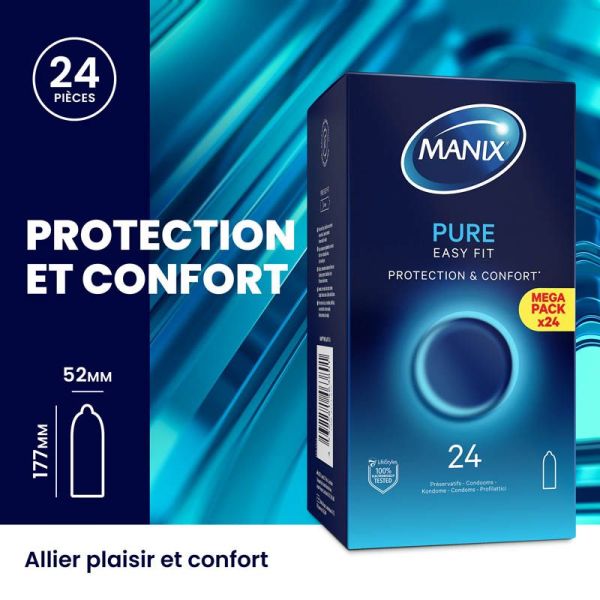 Manix Pure Easy Fit - 24 préservatifs - Sensation naturelle
