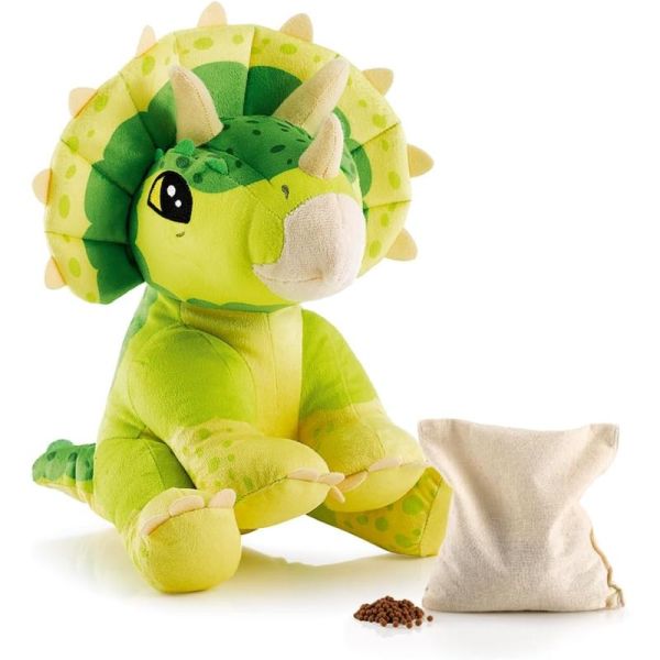 Biosynex Bouillotte Peluche Micro-Ondable Billes d'Argile Jurassic World Explorers Triceratops Vert