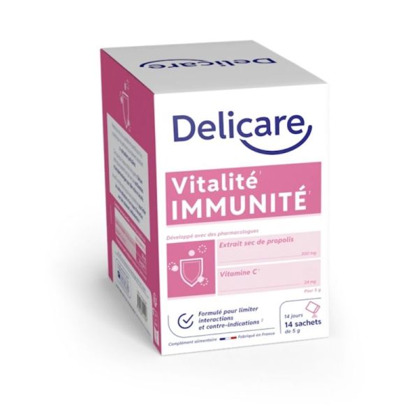 Delicare Vitalité Immunité 14 sachets - Soutien contre la fatigue et le système immunitaire