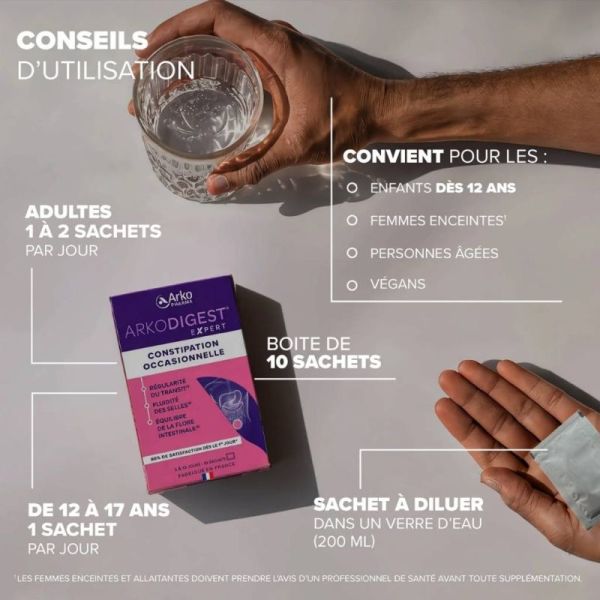 Arkopharma Arkodigest Expert Constipation Occasionnelle 10 sachets - Régularité du transit intestinal